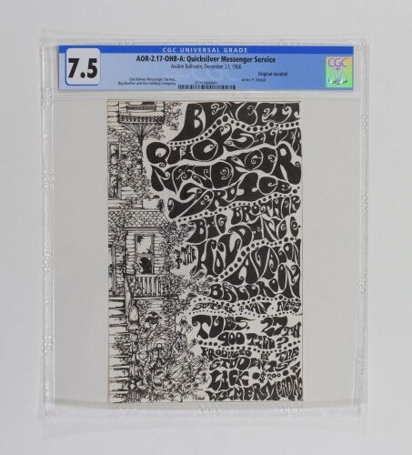 1966 AOR-2.17 Big Brother & The Holding Company Quicksilver Avalon Ballroom Handbill CGC 7.5