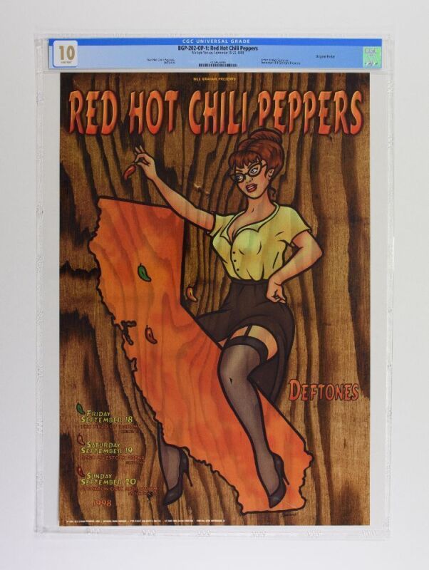 1998 BGP-202 Red Hot Chili Peppers Chico Stockton & Reno Poster CGC 10