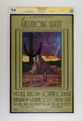 1969 BG-182 B.B. King Joe Cocker Fillmore West Signature Series Signed Singer Poster CGC 9.4