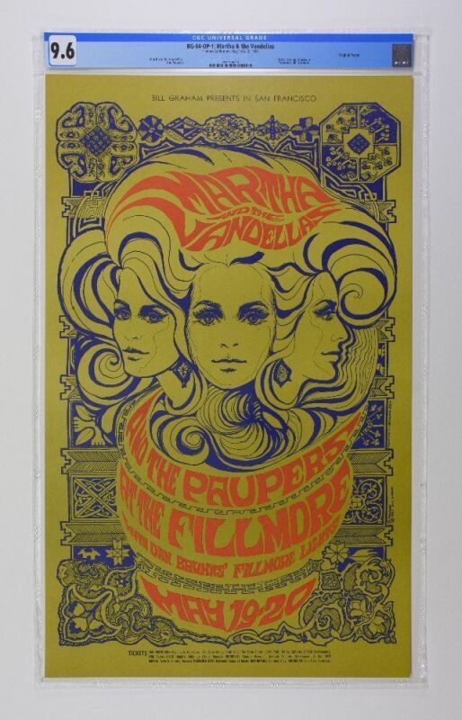 1967 BG-64 Martha & The Vandellas Fillmore Auditorium Poster CGC 9.6