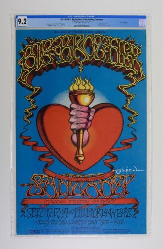 1968 BG-136 Big Brother Janis Joplin Santana Fillmore West Signed Griffin Poster CGC 9.2