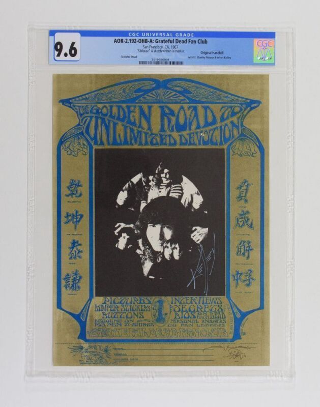 1967 AOR-2.192 Grateful Dead Fan Club Signed Mouse Handbill 9.6