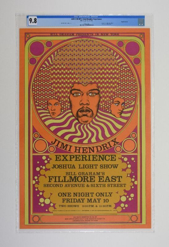 1987 AOR-2.90 Jimi Hendrix Fillmore East RP2 Poster CGC 9.8