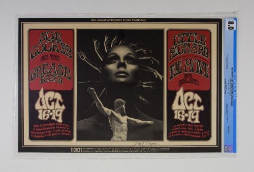 1969 BG-196 Little Richard Joe Cocker Fillmore West Signed Singer Poster CGC 8.0