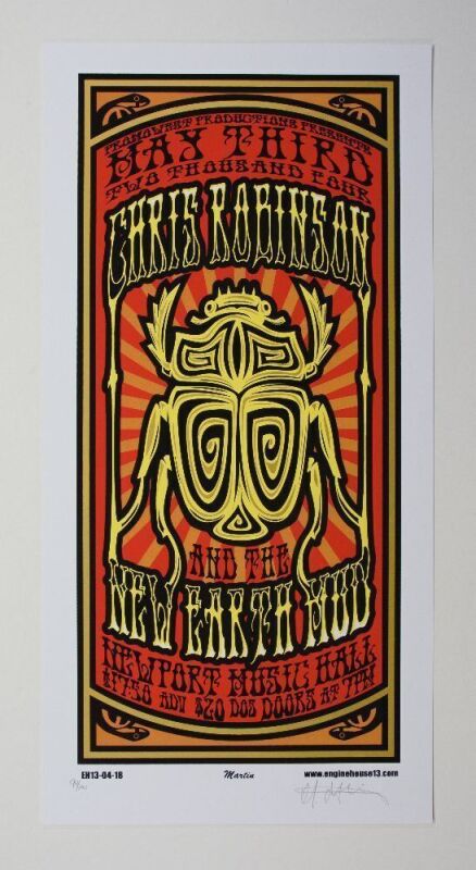 2004 Mike Martin Chris Robinson & The New Earth Mud Newport Music Hall LE Signed Martin Poster Mint 91