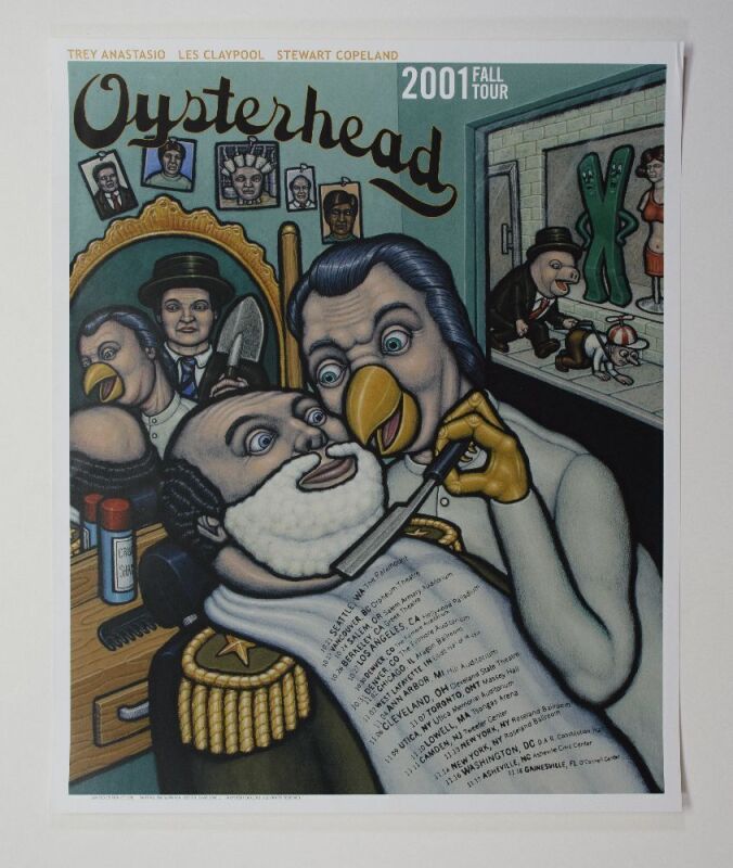 2001 Oysterhead Trey Anastasio Les Claypool Stuart Copeland Fall Tour LE Poster Near Mint 83