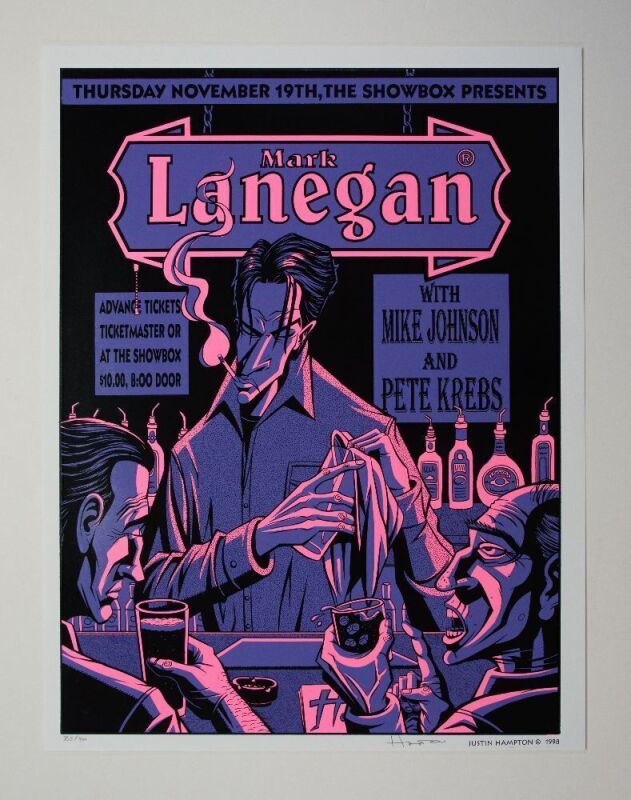 1998 Justin Hampton Mark Lanegan The Showbox Seattle LE Signed Hampton Poster Near Mint 89