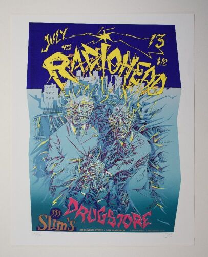 1995 John Seabury Radiohead 333 Slim's San Francisco LE Signed Seabury Poster Mint 91