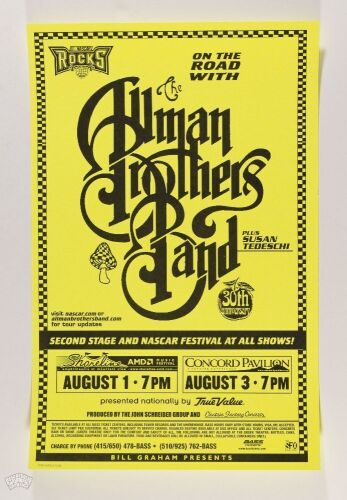 1999 Allman Brothers Band Shoreline Amphitheatre Poster Mint 95