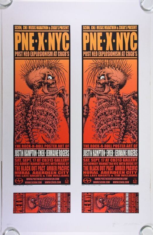 2005 EMEK The PNE X NYC Festival Amber Pacific Black Out Pact CBGB's New York LE Signed Emek Uncut Proof Sheet Excellent 71