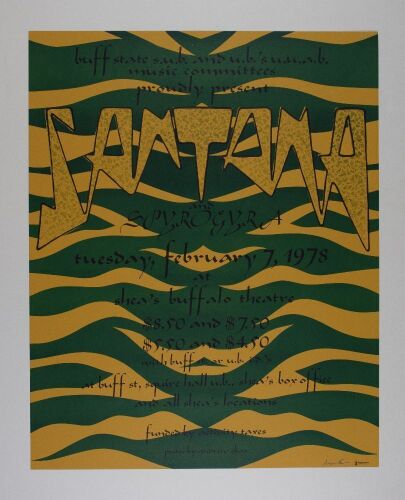 1978 Santana Shea's Buffalo Theatre Signed Elias Poster Near Mint 87