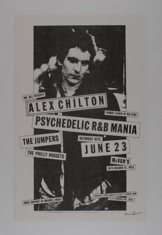1979 Alex Chilton McVan's Signed Elias Poster Near Mint 83