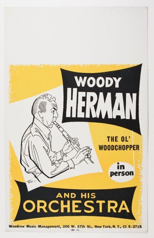 1940s Woody Herman Tour Blank Original Cardboard Poster Excellent 79