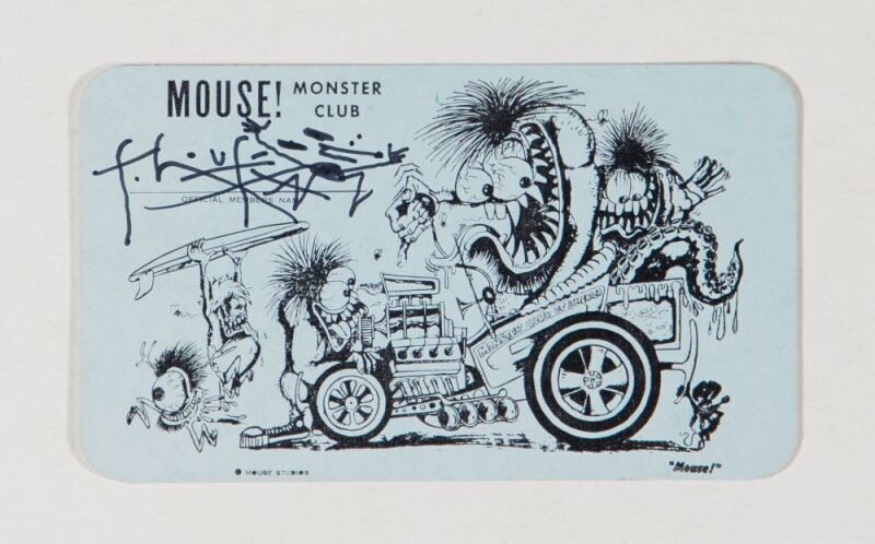 1962 Stanley Mouse Vintage Original Monster Club Membership Card Mint 91