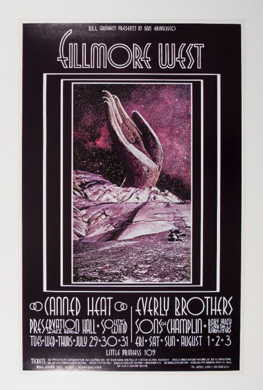 1969 BG-184 Canned Heat The Everly Brothers Fillmore West Poster Near Mint 89