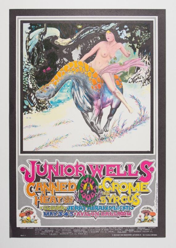 1968 FD-117 Junior Wells Canned Heat Avalon Ballroom Poster Near Mint 83