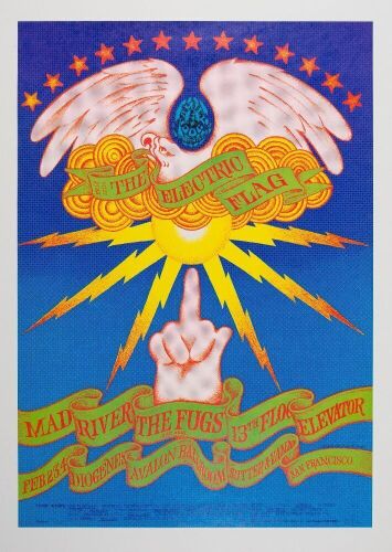 1968 FD-104 13th Floor Elevators Electric Flag Avalon Ballroom Ballroom Poster Near Mint 89