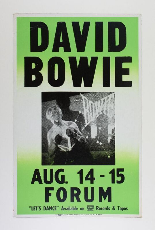 1983 David Bowie The Los Angeles Forum Inglewood Cardboard Poster Extra Fine 67