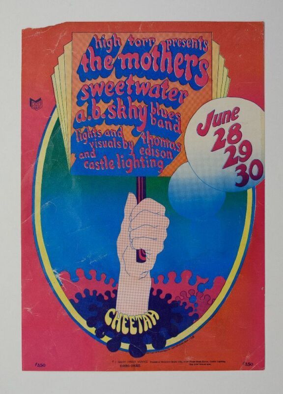 1968 Frank Zappa & The Mothers of Invention The Cheetah Club Poster Fine 59