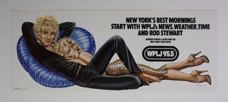 1979 Rod Stewart WPLJ FM New York Radio Promo Bus Poster Mint 91