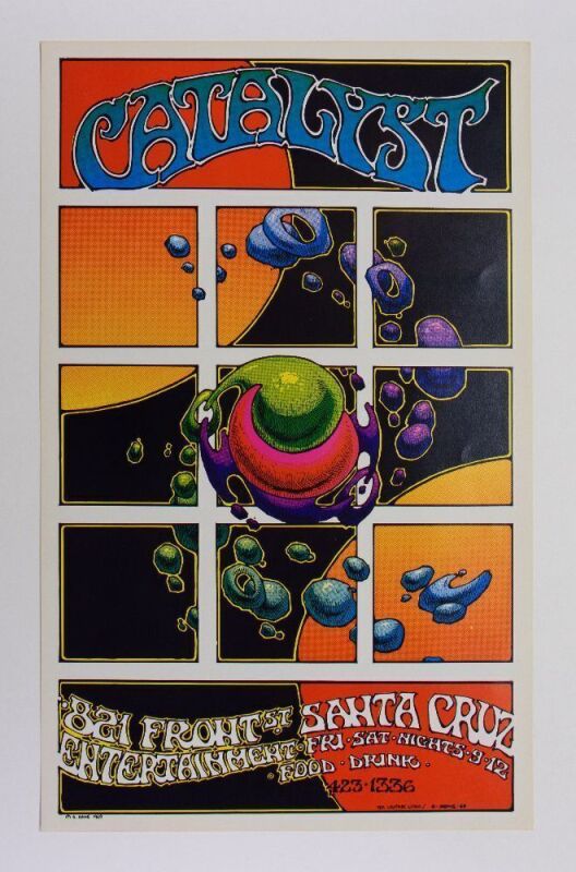 1969 Greg Irons Catalyst Club Santa Cruz Poster Near Mint 89