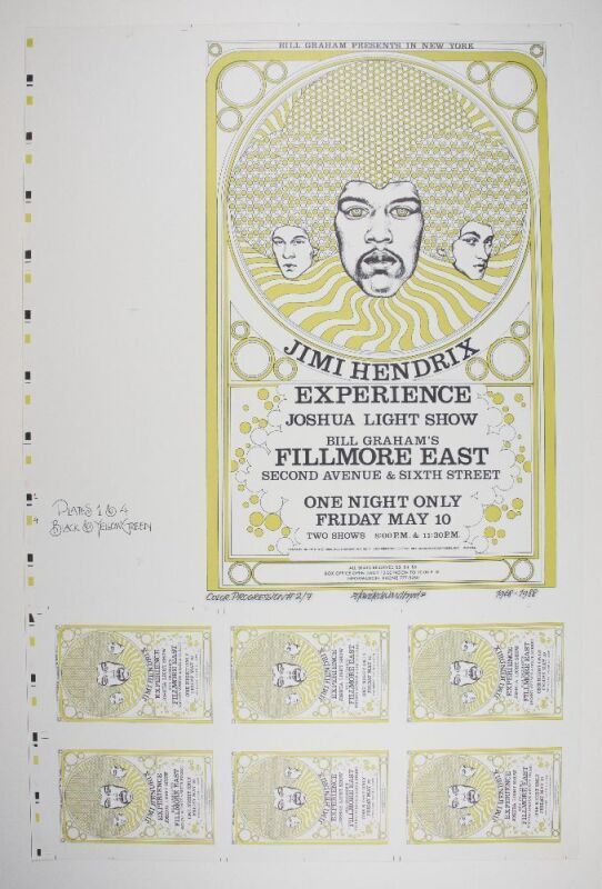 1988 AOR-2.90 Jimi Hendrix Fillmore East RP2 Uncut Progressive Proof LE Signed Byrd Poster Near Mint 89