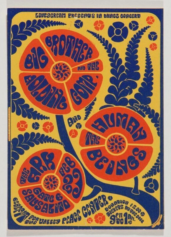 1967 AOR-2.308 Big Brother Janis Joplin The Human Beings The Ark Sausalito Handbill Excellent 79