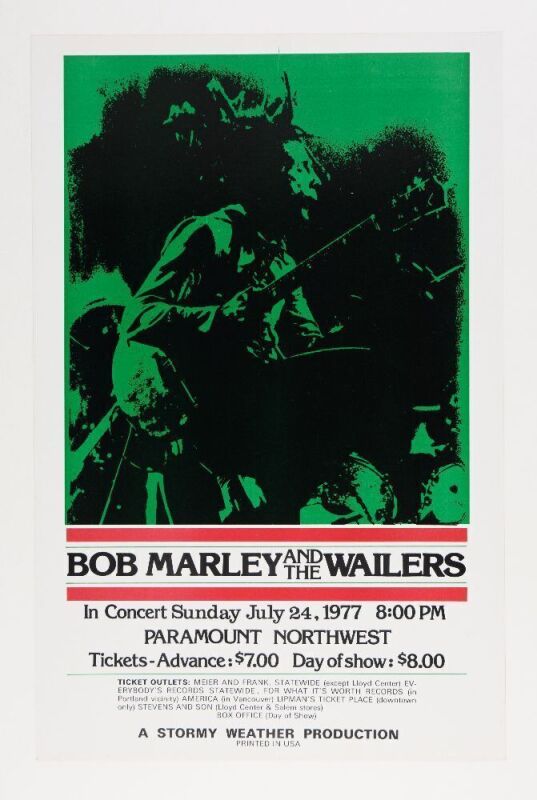1977 Bob Marley and the Wailers Paramount Northwest Portland Poster Excellent 77