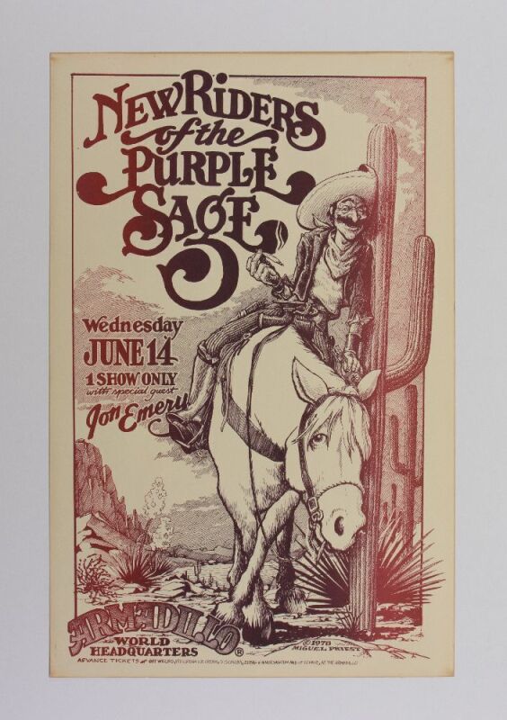 1978 New Riders of the Purple Sage Armadillo World Headquarters Poster Excellent 71