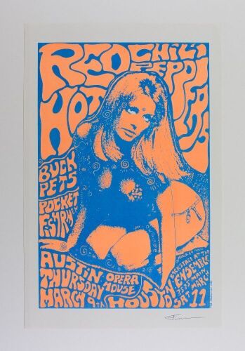 1989 Frank Kozik Red Hot Chili Peppers Austin & Houston Signed Kozik Poster Near Mint 81