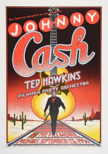 1994 NF-162 Johnny Cash Ted Hawkins The Fillmore Poster Near Mint 85