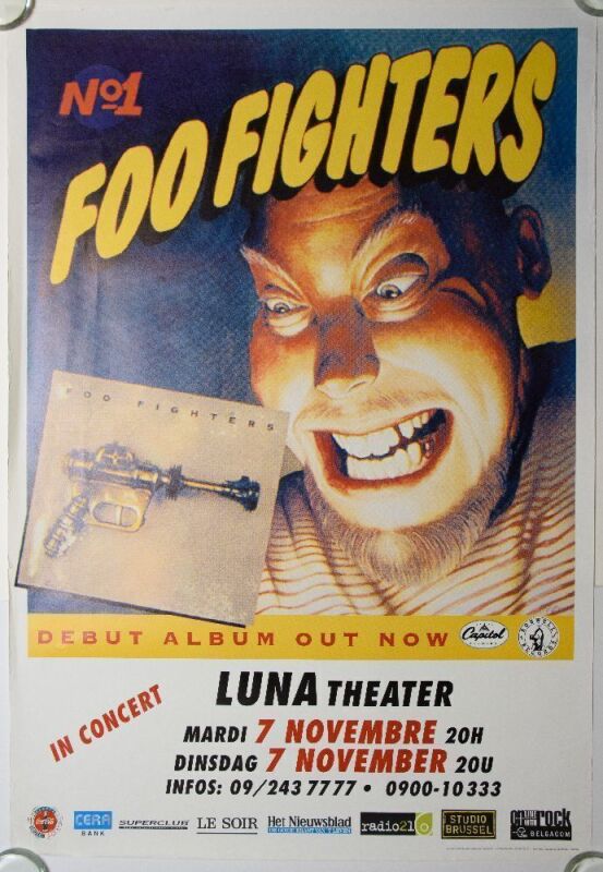 1995 Foo Fighters Luna Theater Brussels Poster Excellent 77