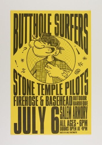 1993 Butthole Surfers Stone Temple Pilots Salem Armory Signed King Poster Near Mint 87