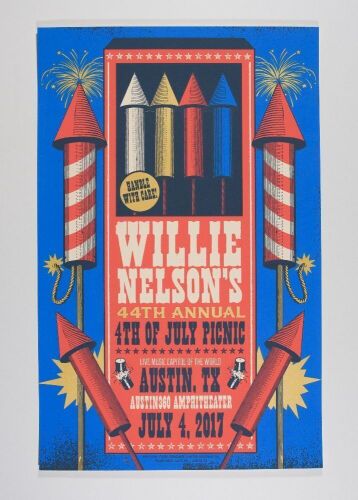 2017 Willie Nelson 4th of July Picnic Austin 360 Amphitheatre Artist's Edition Poster Near Mint 81