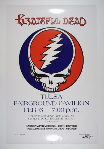 1979 Grateful Dead Tulsa Fairground Pavilion Signed Barger Poster Near Mint 85