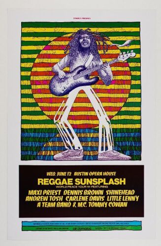 1991 Reggae Sunsplash Max Priest Dennis Brown Austin Opera House Poster Near Mint 87