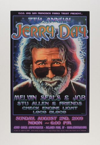 2009 Melvin Seals & JGB The 7th Annual Jerry Day McLaren Park Poster Excellent 79