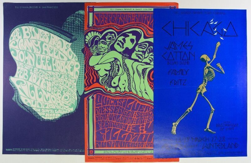 Lot of 3 Bill Graham Numbered Series Original Posters Not Graded