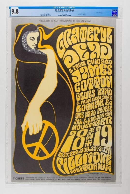 1966 BG-38 Grateful Dead Fillmore Auditorium RP6 Poster CGC 9.8