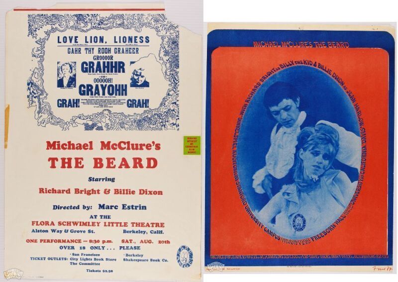 Lot of 2 Vintage Michael McClure The Beard Performance Posters Not Graded