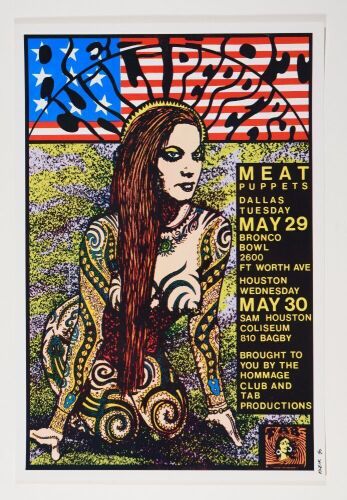 1990 Frank Kozik Red Hot Chili Peppers Dallas & Houston Poster Near Mint 83