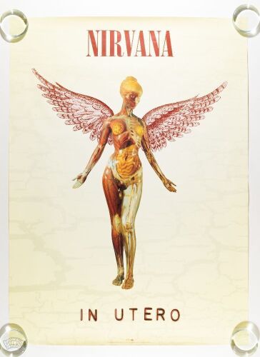 1993 Nirvana In Utero Geffen & Sub Pop Records Album Promotional Poster Near Mint 81