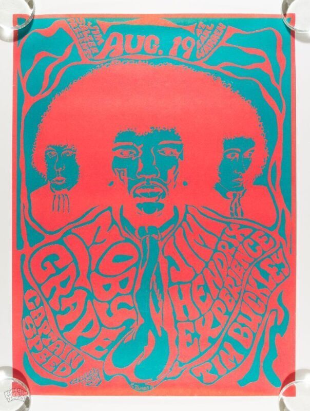 1967 AOR-3.40 Jimi Hendrix Experience Earl Warren Santa Barbara RP2 Poster Near Mint 89