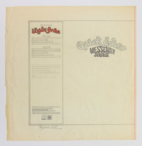 1969 Randy Tuten Quicksilver Messenger Service Shady Grove Album Reverse Original Art Sketch Signed Tuten