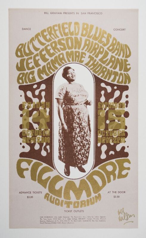 1966 BG-31 Big Mama Thornton Butterfield Blues Band Fillmore RP3 Signed Wilson Poster Near Mint 85