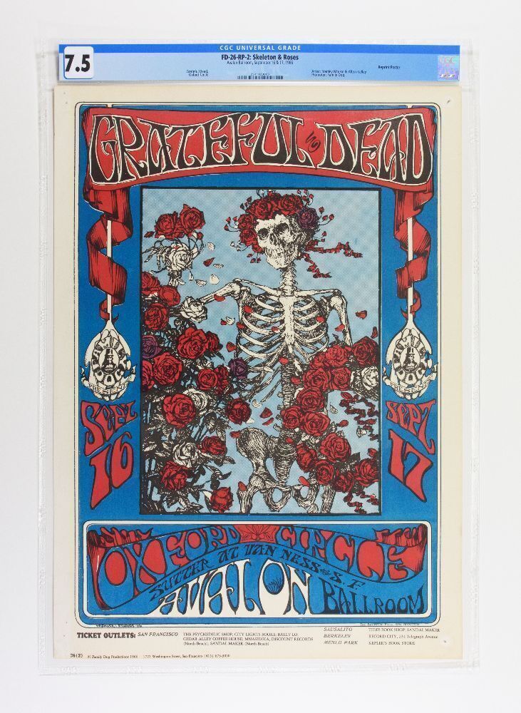 Waheed 26 Gd 1966 FD-26 Grateful Dead Avalon Ballroom RP2 Poster CGC 7.5