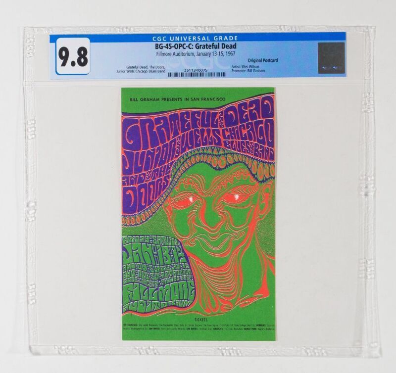 1967 BG-45 Grateful Dead The Doors Fillmore Auditorium Postcard CGC 9.8