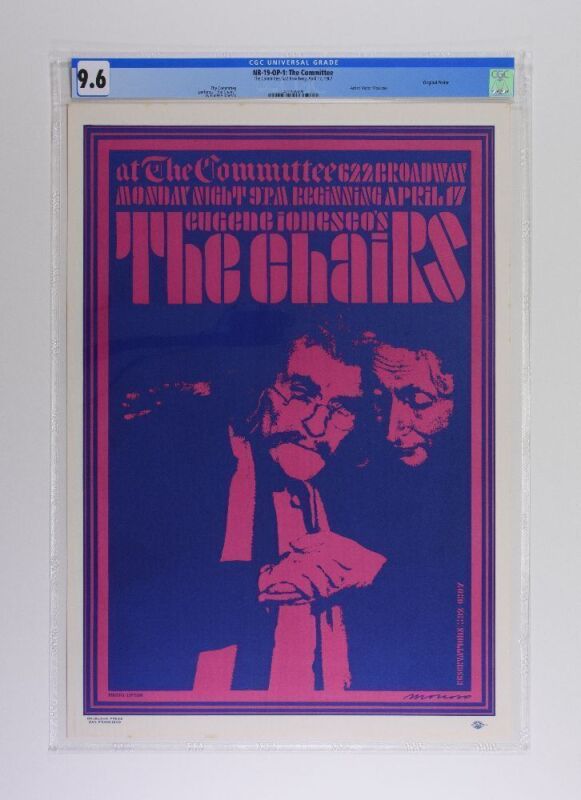 1967 NR-19 The Committee Eugène Ionesco's The Chairs Poster CGC 9.6