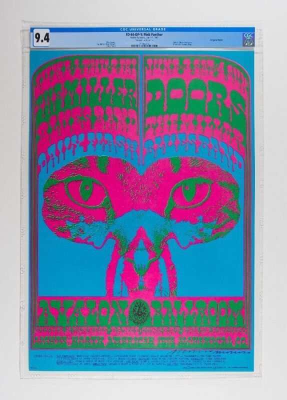 1967 FD-64 The Doors The Miller Blues Band Avalon Ballroom Signed Moscoso Poster CGC 9.4