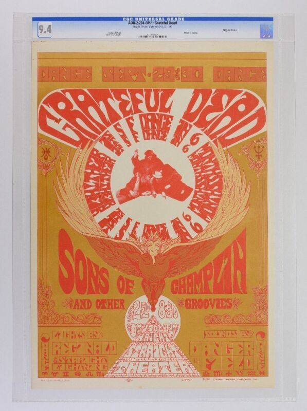 1967 AOR-2.224 Grateful Dead Sons of Champlin Straight Theater Poster CGC 9.4